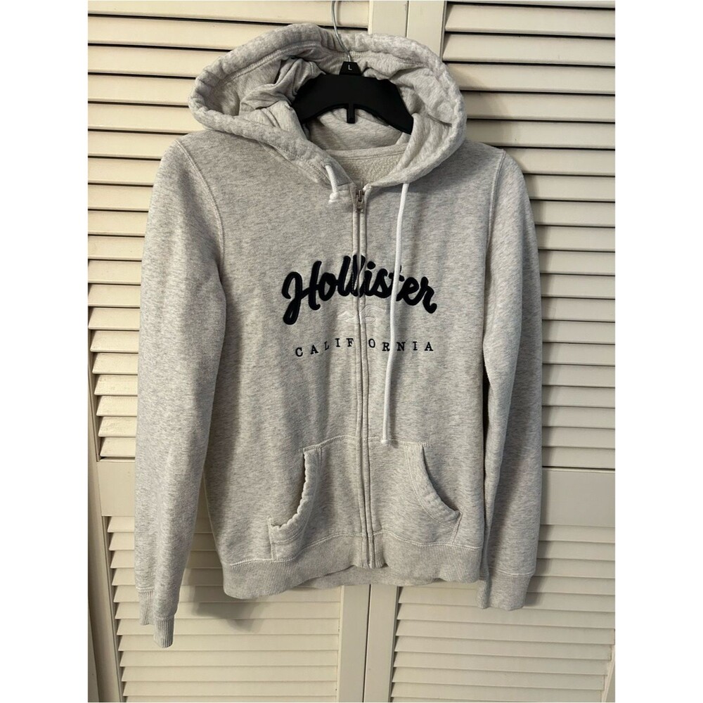 Hollister Gray Zip-Up Hoodie with Hood